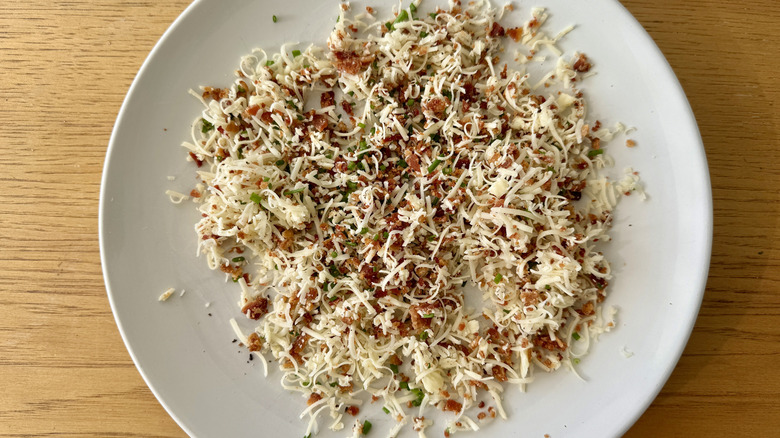 Cheese ball toppings on plate