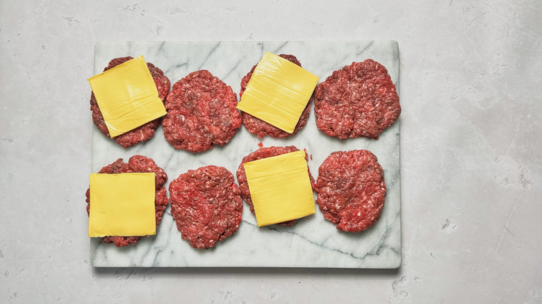 cheese on four patties