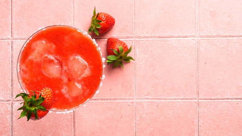Top view of strawberry margarita