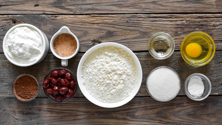 A variety of ingredients used in baking.