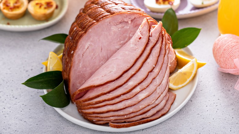 Traditional Easter ham served with brunch