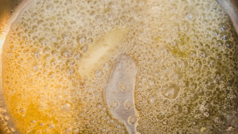 melting butter in pan
