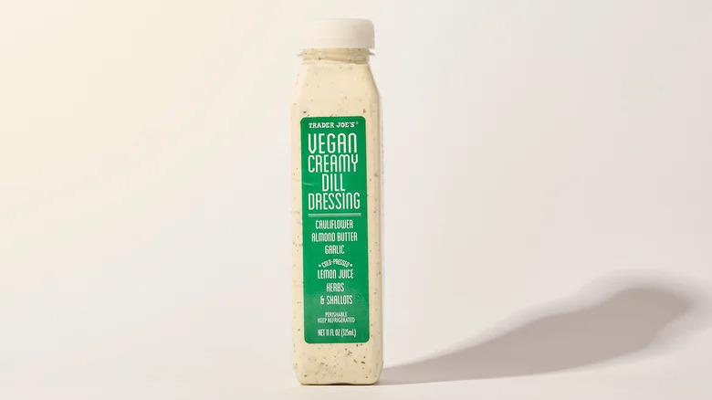 vegan creamy dill dressing on white background