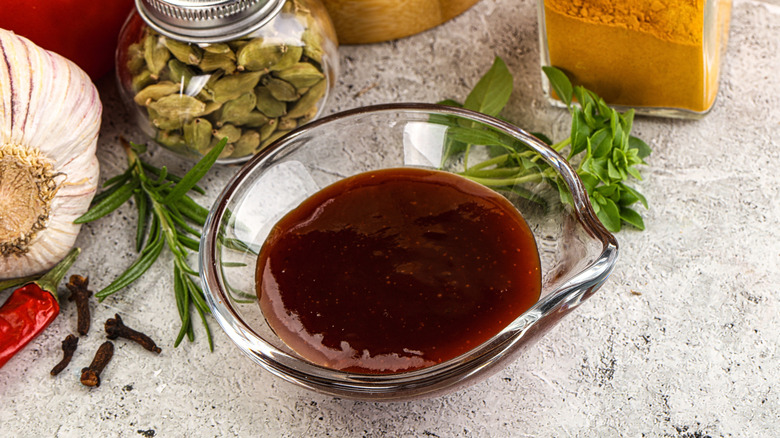 tonkatsu sauce with various ingredients