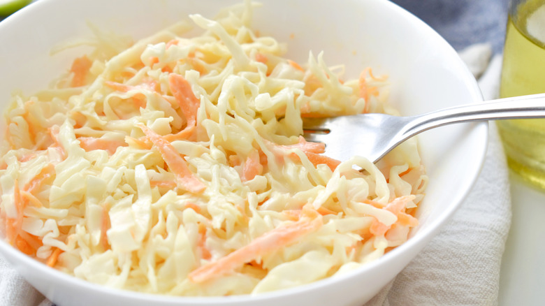 A bowl of fresh coleslaw