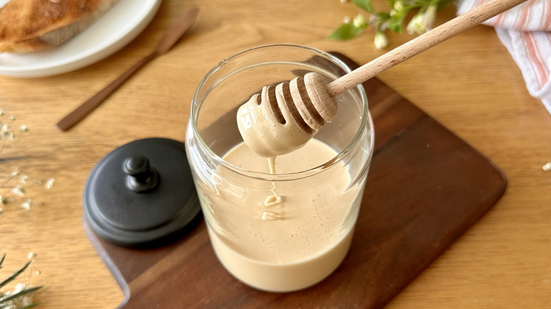 Whipped honey in jar