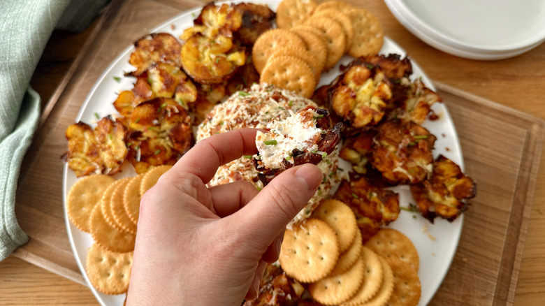 Bite of loaded potato cheese ball