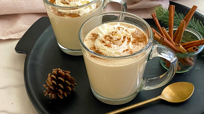 eggnog on tray
