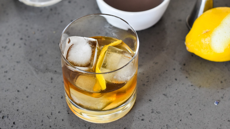 old fashioned cocktail whiskey glass