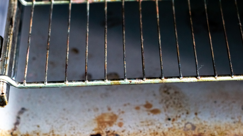 Dirty oven interior